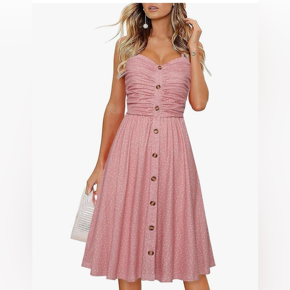 Charming Pink Polka Dot Summer Dress